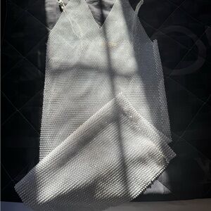 Beautiful silver and white embellished coverup or slip S/M